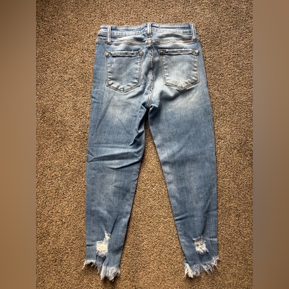 Women’s Light Blue Distressed Skinny capris - Picture 2 of 3